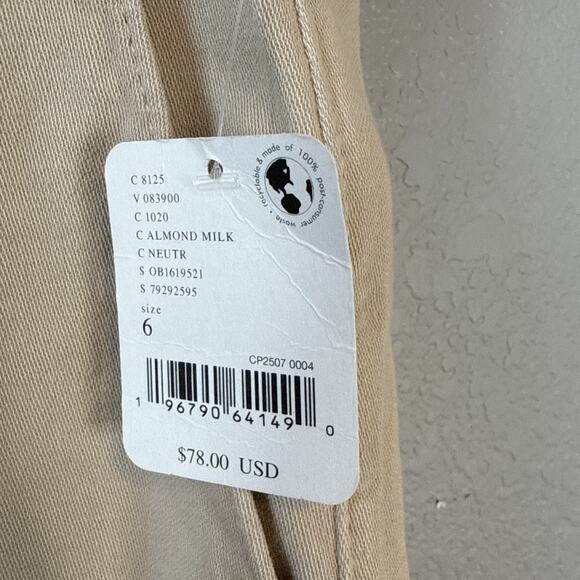 Free People Womens Billie Pleated Chino Shorts Size 6 Almond Milk Cotton Blend - Picture 4 of 8